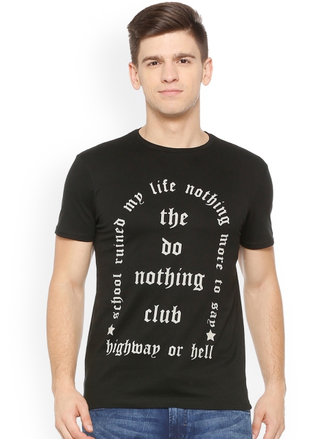 

People Men Black Printed Round Neck T-shirt
