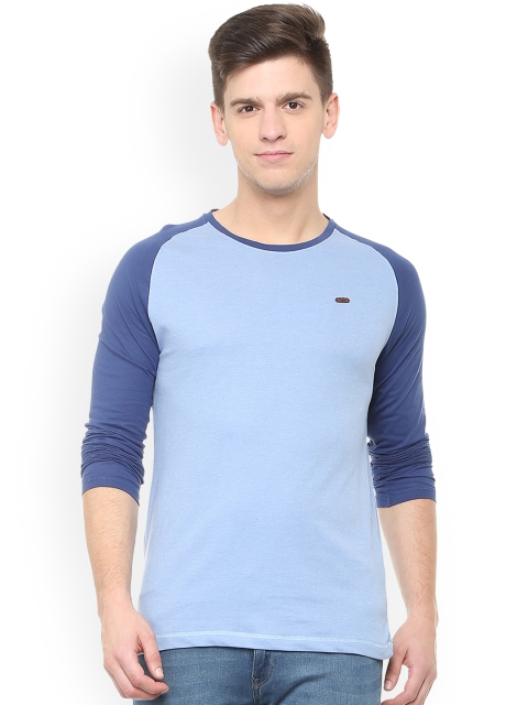 

People Men Blue Colourblocked Round Neck T-shirt
