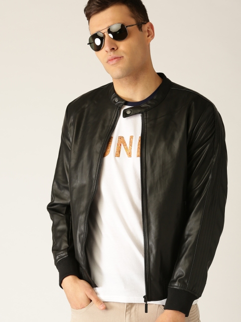 

United Colors of Benetton Men Black Solid Bomber Jacket