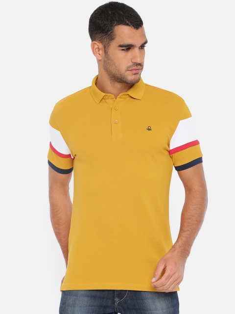 

United Colors of Benetton Men Mustard Solid Polo Collar T-shirt