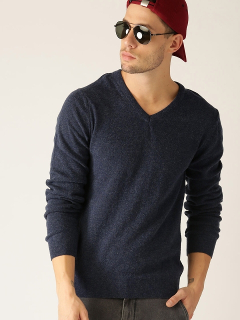 

United Colors of Benetton Men Navy Blue Solid Pullover