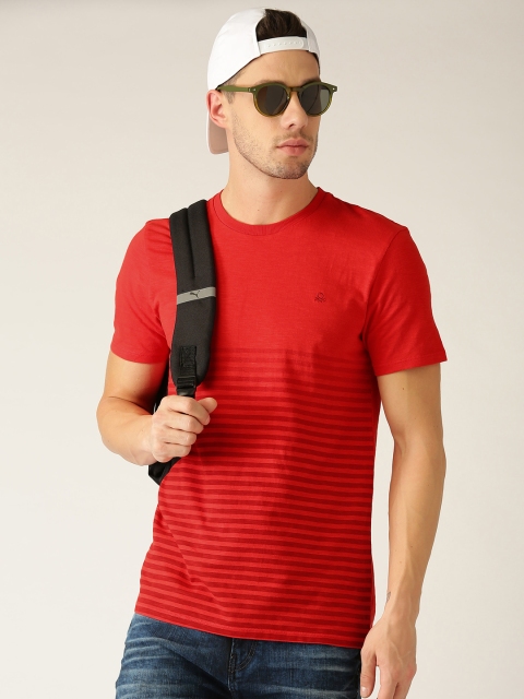 

United Colors of Benetton Men Red Striped Round Neck T-shirt