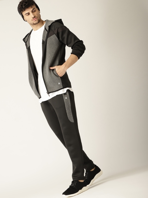 

United Colors of Benetton Men Black & Grey Solid Track Pants