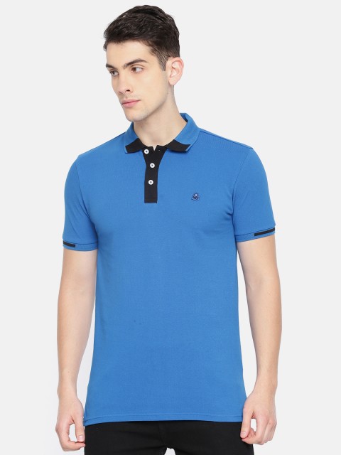 

United Colors of Benetton Men Blue Solid Polo Collar T-shirt