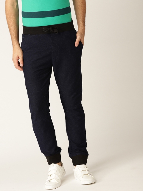 

United Colors of Benetton Men Navy Blue Denim Regular Fit Solid Joggers