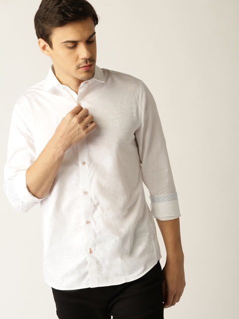 

United Colors of Benetton Men White Slim Fit Self-Design Casual Shirt