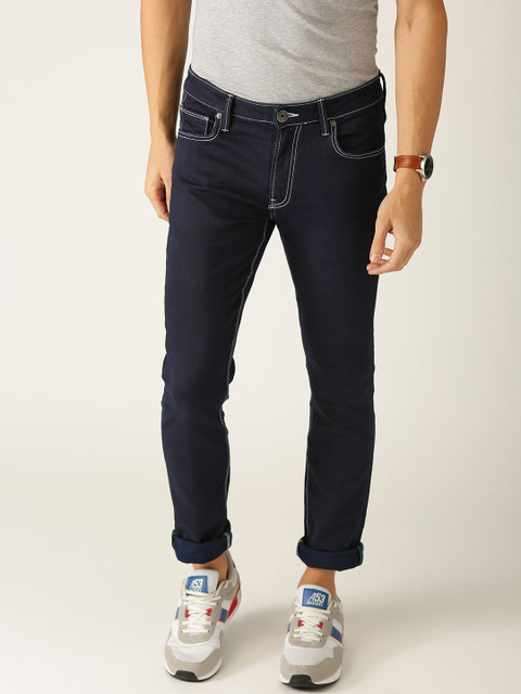 

United Colors of Benetton Men Navy Skinny Fit Mid-Rise Clean Look Stretchable Jeans, Navy blue