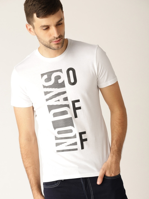 

United Colors of Benetton Men White Printed Round Neck T-shirt