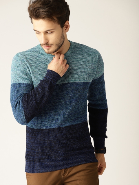 

United Colors of Benetton Men Blue Colourblocked Pullover