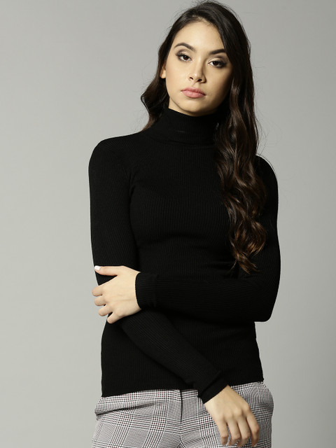 

Marks & Spencer Women Black Ribbed Pullover