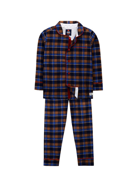 

Cherry Crumble Kids Multicoloured Checked Night suit, Multi