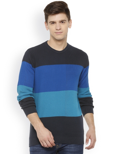 

Solly Jeans Co. Men Blue & Black Colourblocked Pullover