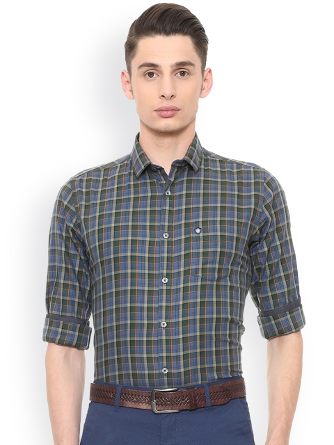 

Van Heusen Sport Men Blue & Green Slim Fit Checked Casual Shirt