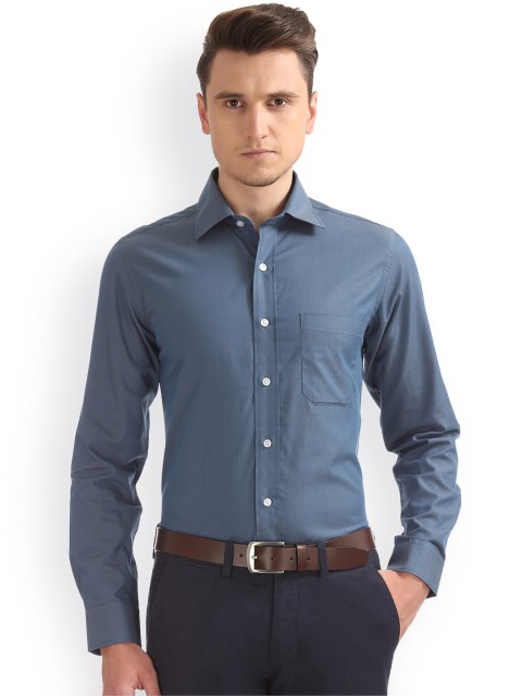 

Arrow Men Blue Regular Fit Self Design Formal Shirt