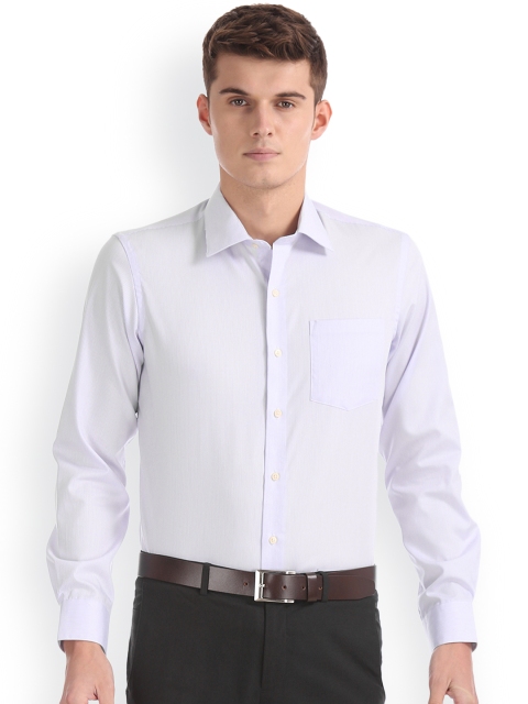 

Arrow Men White & Lavender Slim Fit Striped Formal Shirt