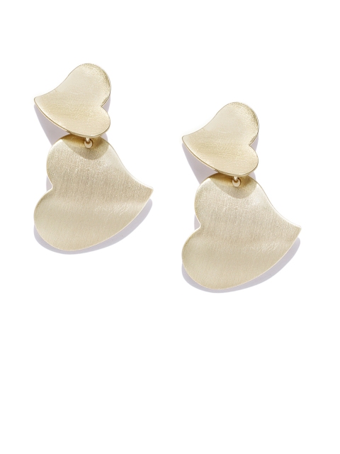 

OOMPH Women Gold-Toned Heart Shaped Drop Earrings