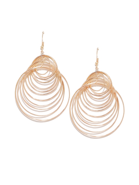 

OOMPH Handcrafted Gold-Toned Circular Drop Earrings