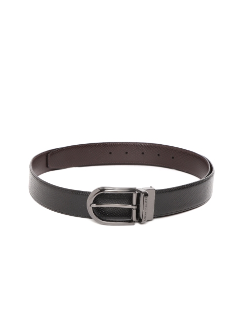 

Louis Philippe Men Black & Coffee Brown Leather Reversible Textured Belt