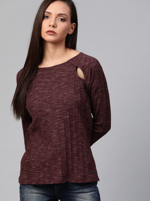

Roadster Women Burgundy Ribbed Top