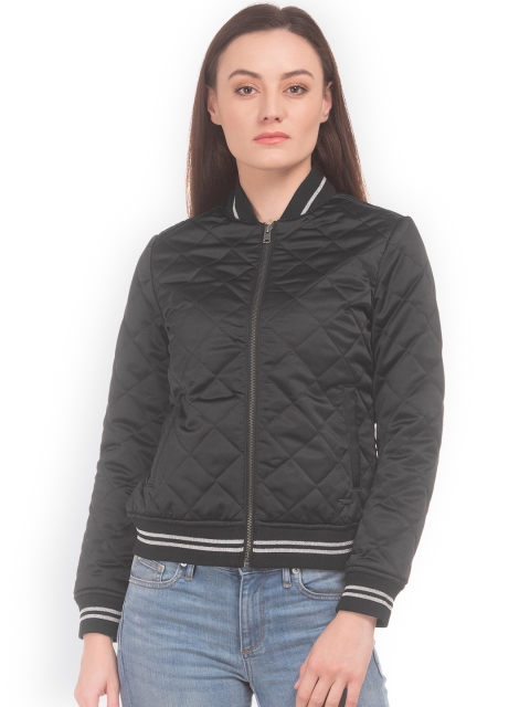 

Aeropostale Women Black Solid Bomber