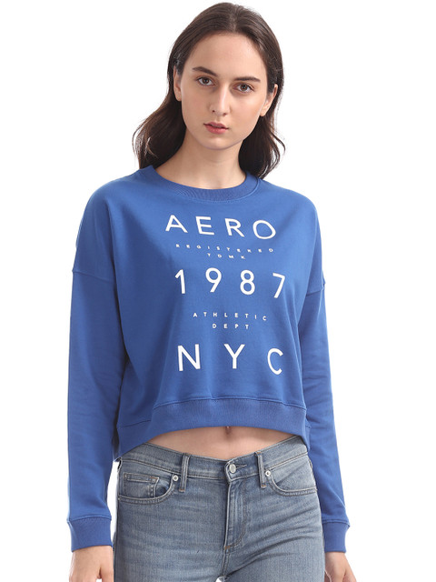 

Aeropostale Women Blue Printed Sweatshirt