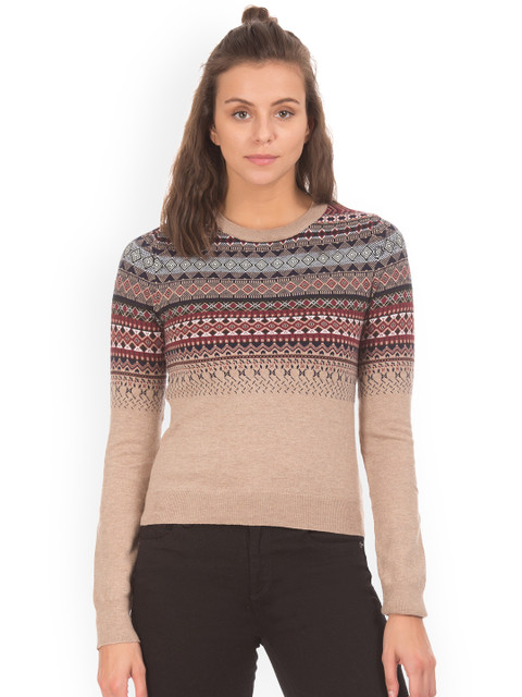

Aeropostale Women Brown Printed Sweater