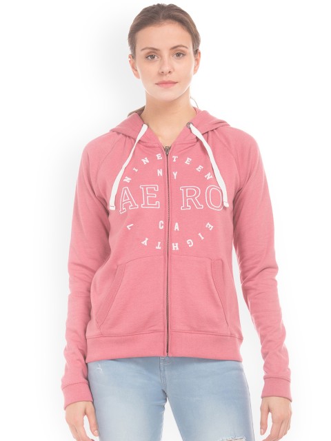 

Aeropostale Women Pink Solid Sweatshirt