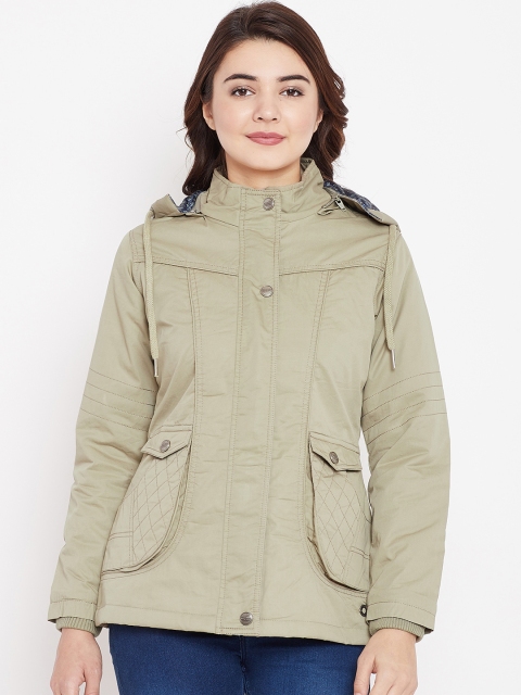 

Duke Women Khakl Solid Hooded Tailored Jacket, Khaki