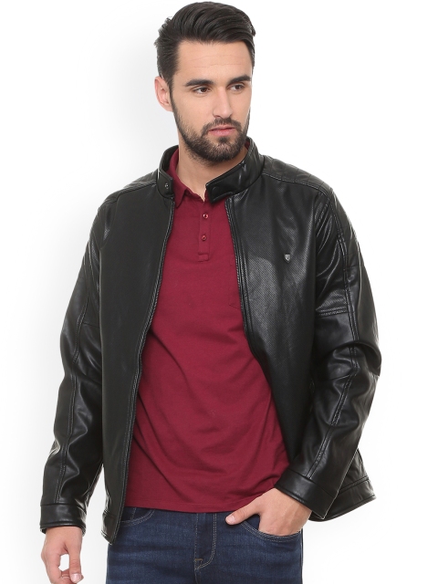 

Allen Solly Men Black Solid Biker Jacket