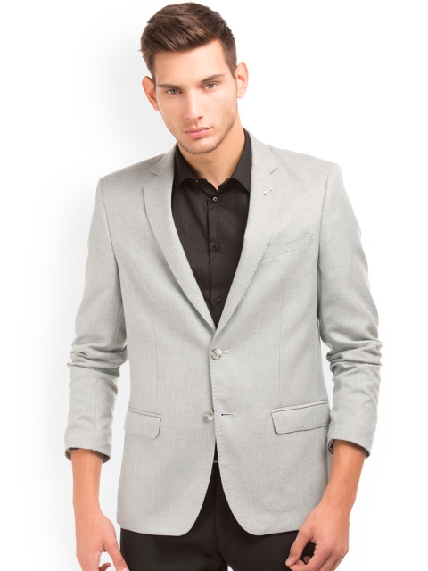 

Arrow Men Grey Solid Single-Breasted Blazer