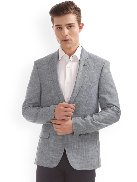 

Arrow Men Grey Self-Design Single-Breasted Blazer