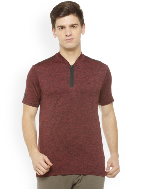 

Allen Solly Sport Men Maroon Solid Mandarin Collar T-shirt