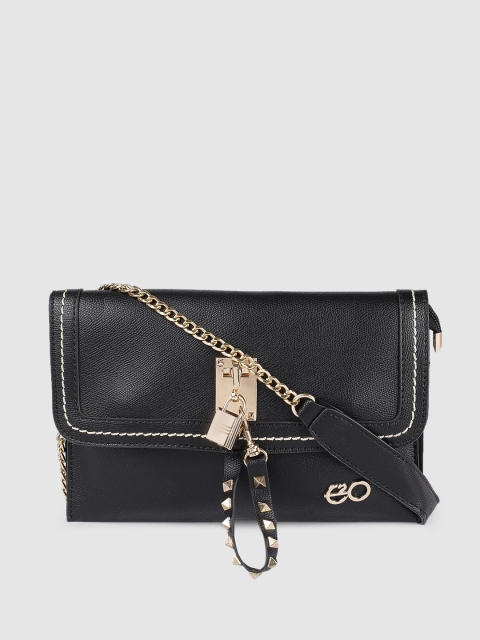 

E2O Black Solid Envelope Clutch