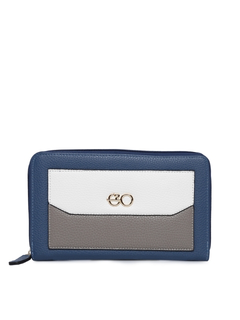 

E2O Women Blue & White Colourblocked Card Holder