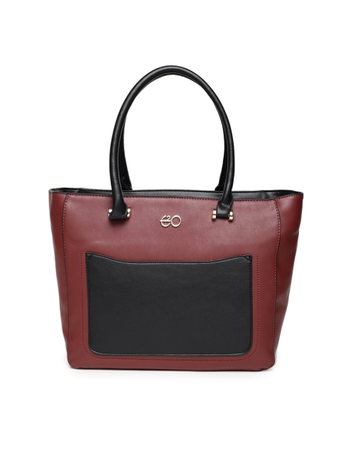 

E2O Maroon & Black Colourblocked Shoulder Bag