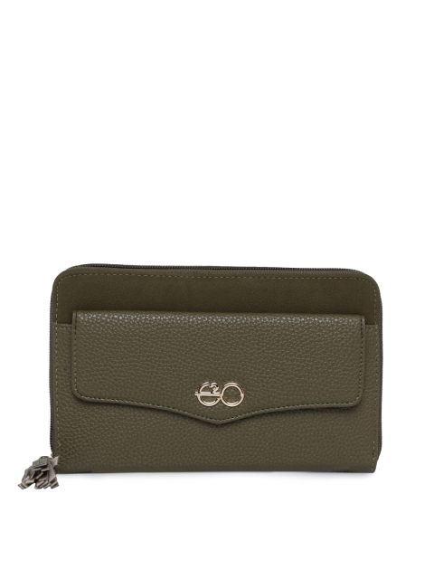 

E2O Women Olive Green Solid Card Holder