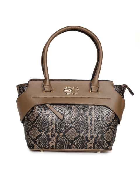 

E2O Brown & Black Snakeskin-Textured Shoulder Bag