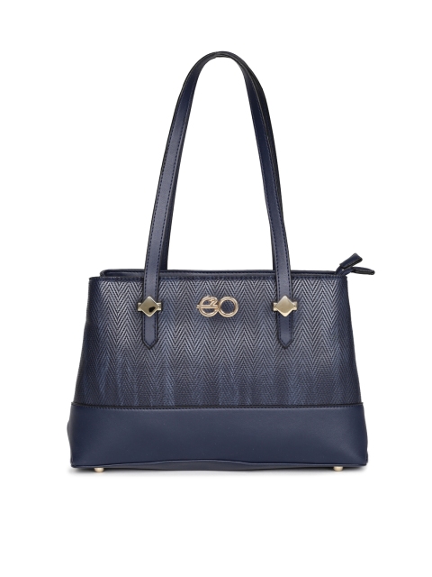 

E2O Navy Blue Textured Shoulder Bag