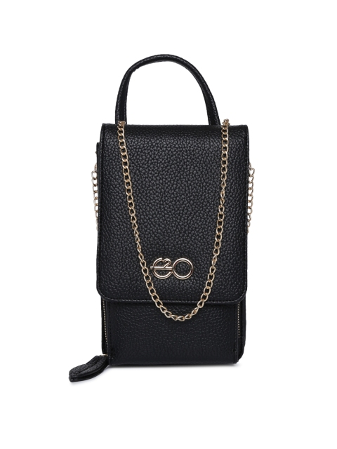 

E2O Black Solid Sling Bag with Handle
