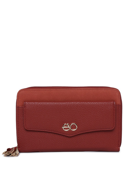 

E2O Women Red Solid Zip Around Wallet