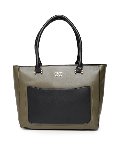

E2O Green & Black Colourblocked Handheld Bag