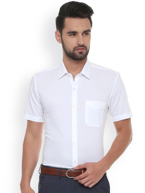 

Peter England Men White Slim Fit Solid Semiformal Shirt