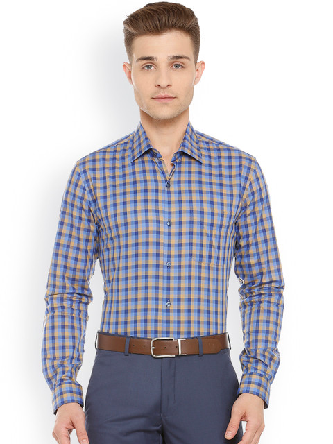 

Peter England Men Blue Slim Fit Checked Formal Shirt