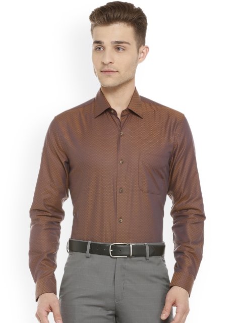 

Peter England Men Brown Slim Fit Self Design Formal Shirt