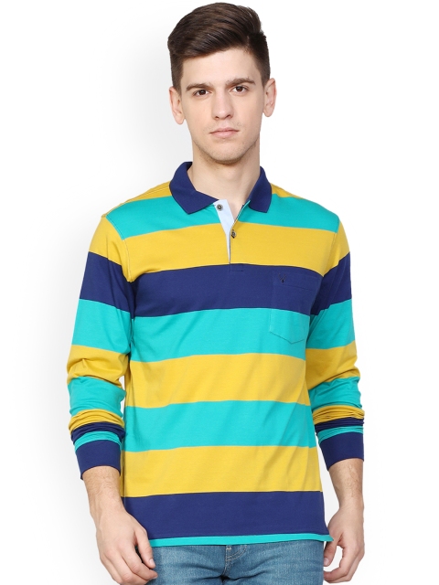 

Allen Solly Men Blue Striped Polo Collar T-shirt