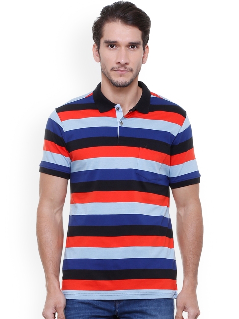 

Allen Solly Men Blue Striped Polo Collar T-shirt