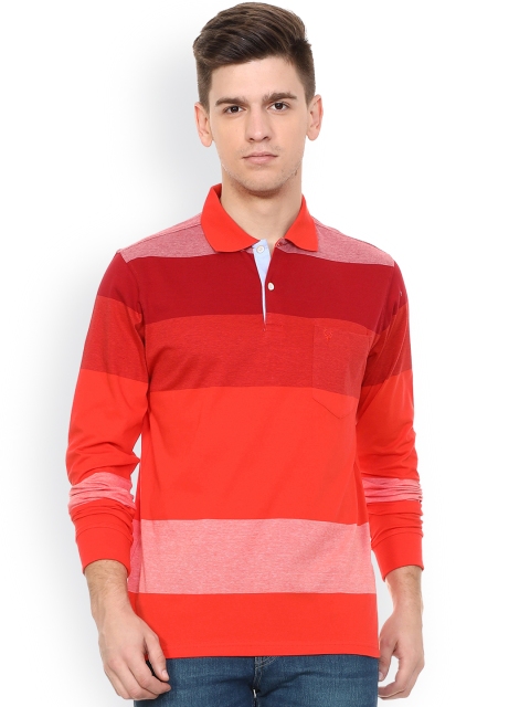 

Allen Solly Men Red Striped Polo Collar T-shirt