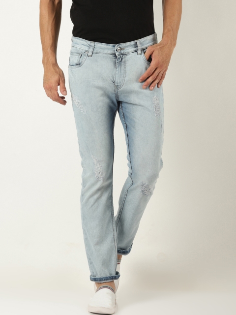 

Blue Saint Men Blue Straight Fit Mid-Rise Mildly Distressed Stretchable Jeans