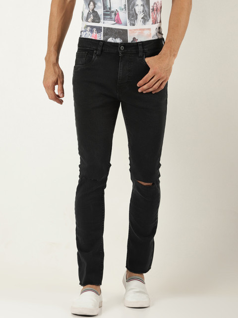 

Blue Saint Men Black Skinny Fit Mid-Rise Slash Knee Stretchable Jeans