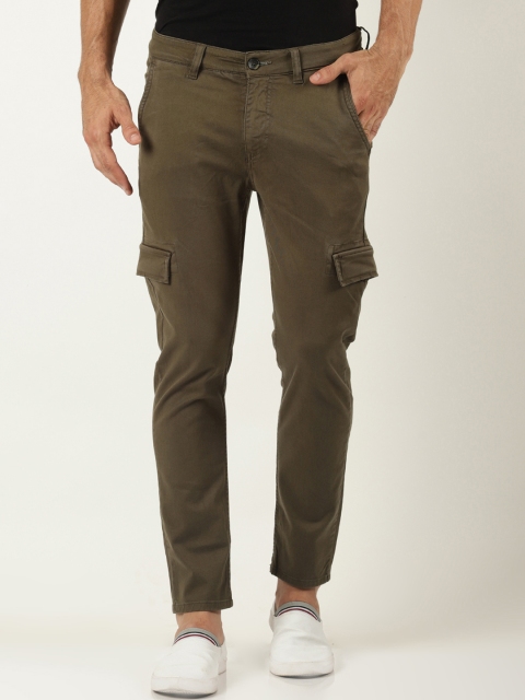

Blue Saint Men Olive Green Slim Fit Solid Cargos